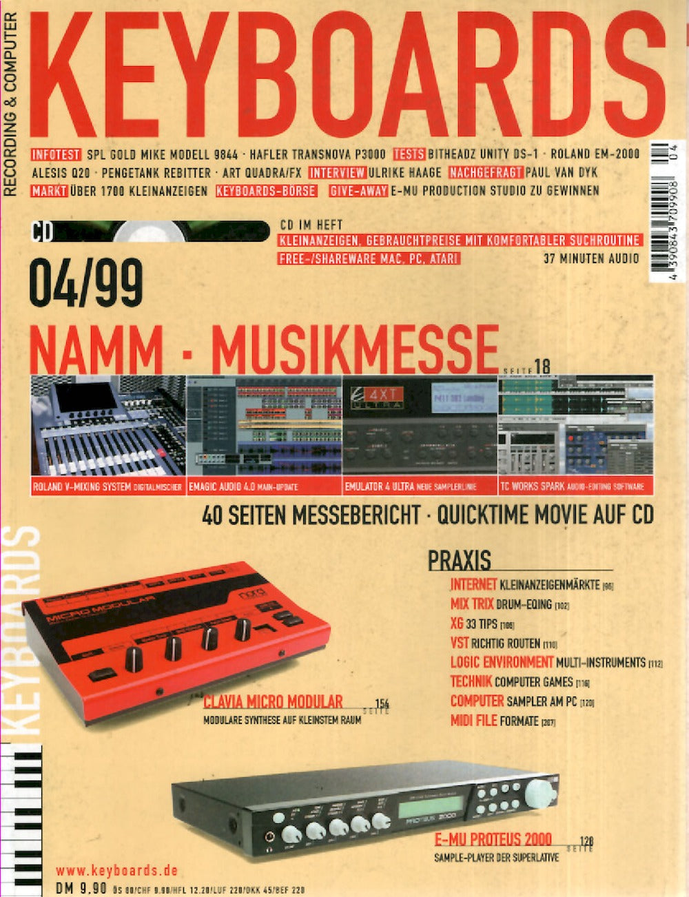 Keyboards Magazin Deutschland 1999-04 Paul Van Dyk Ulrike Haage