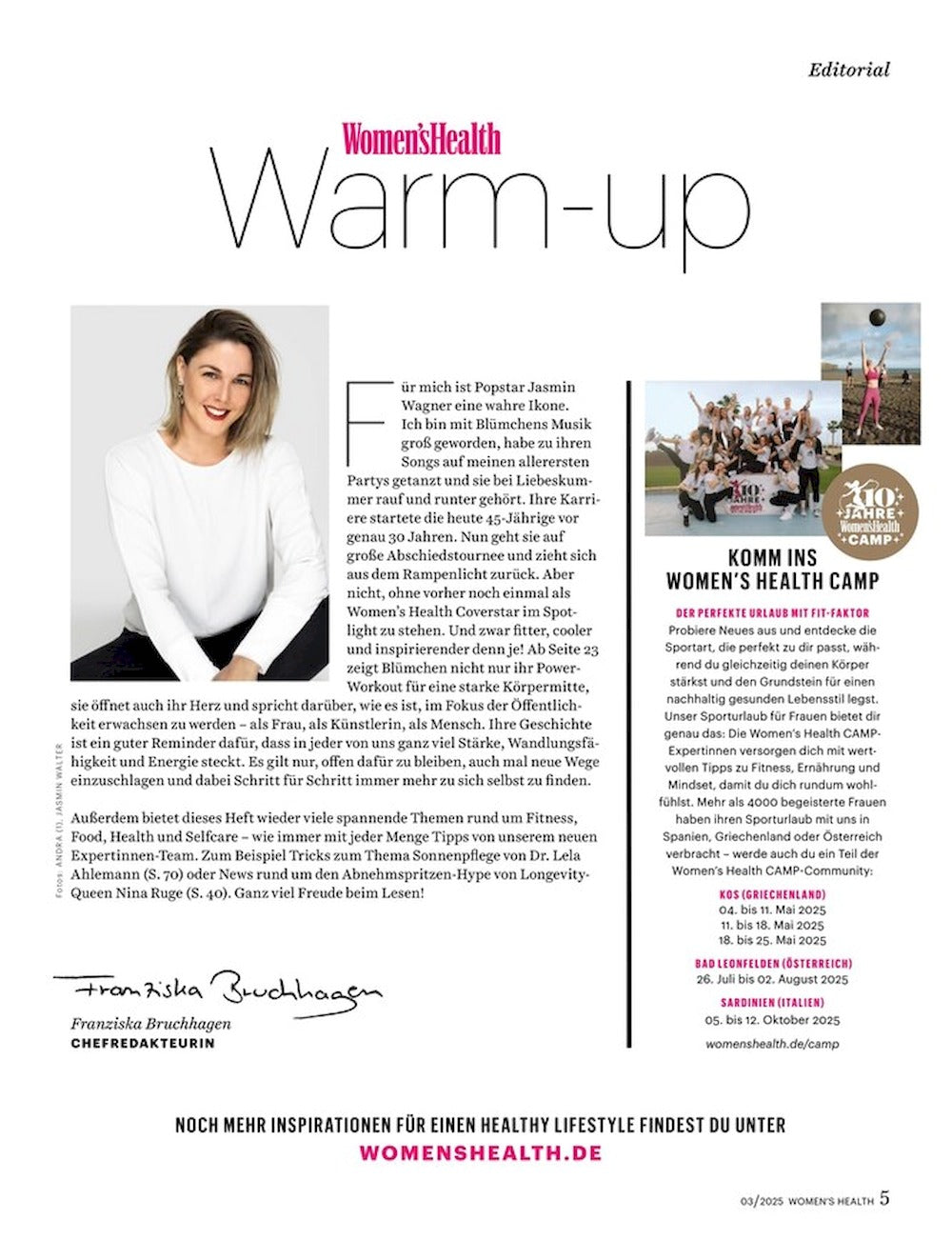 Womens Health Magazin Deutschland 2025-03 Jasmin Wagner