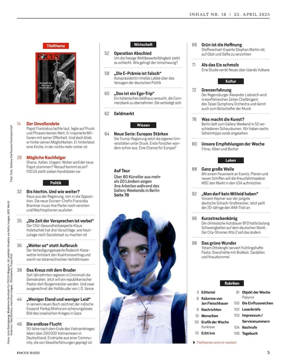 Focus Magazin Deutschland 2025-18 Pope Francis Franziskus