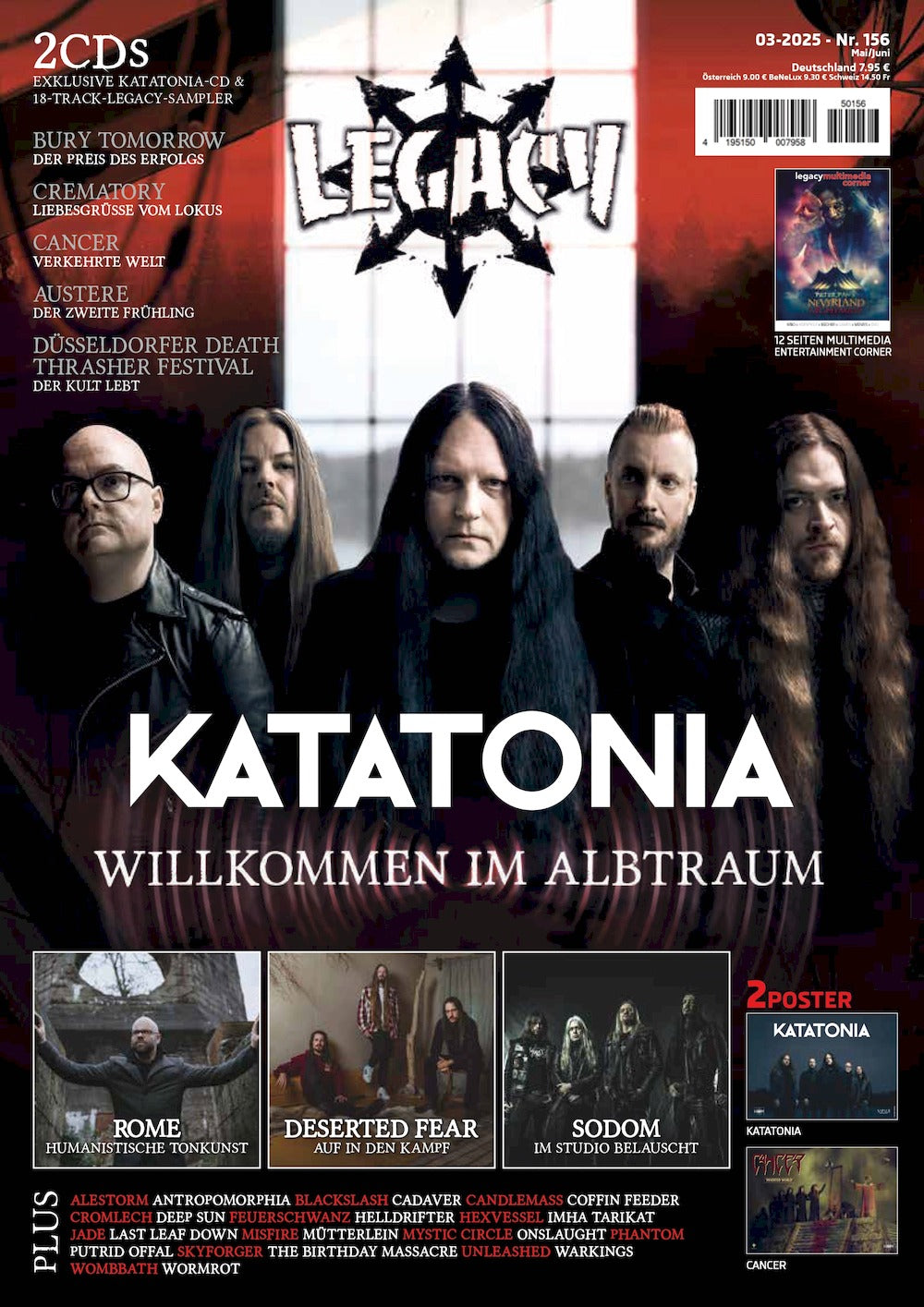 Legacy Magazin Deutschland 2025-03 Katatonia Sodom #156 + Poster