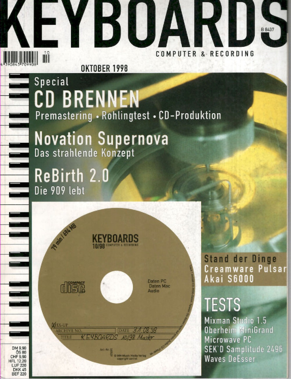 Keyboards Magazin Deutschland 1998-10 Achim Reichel Morris Pleasure