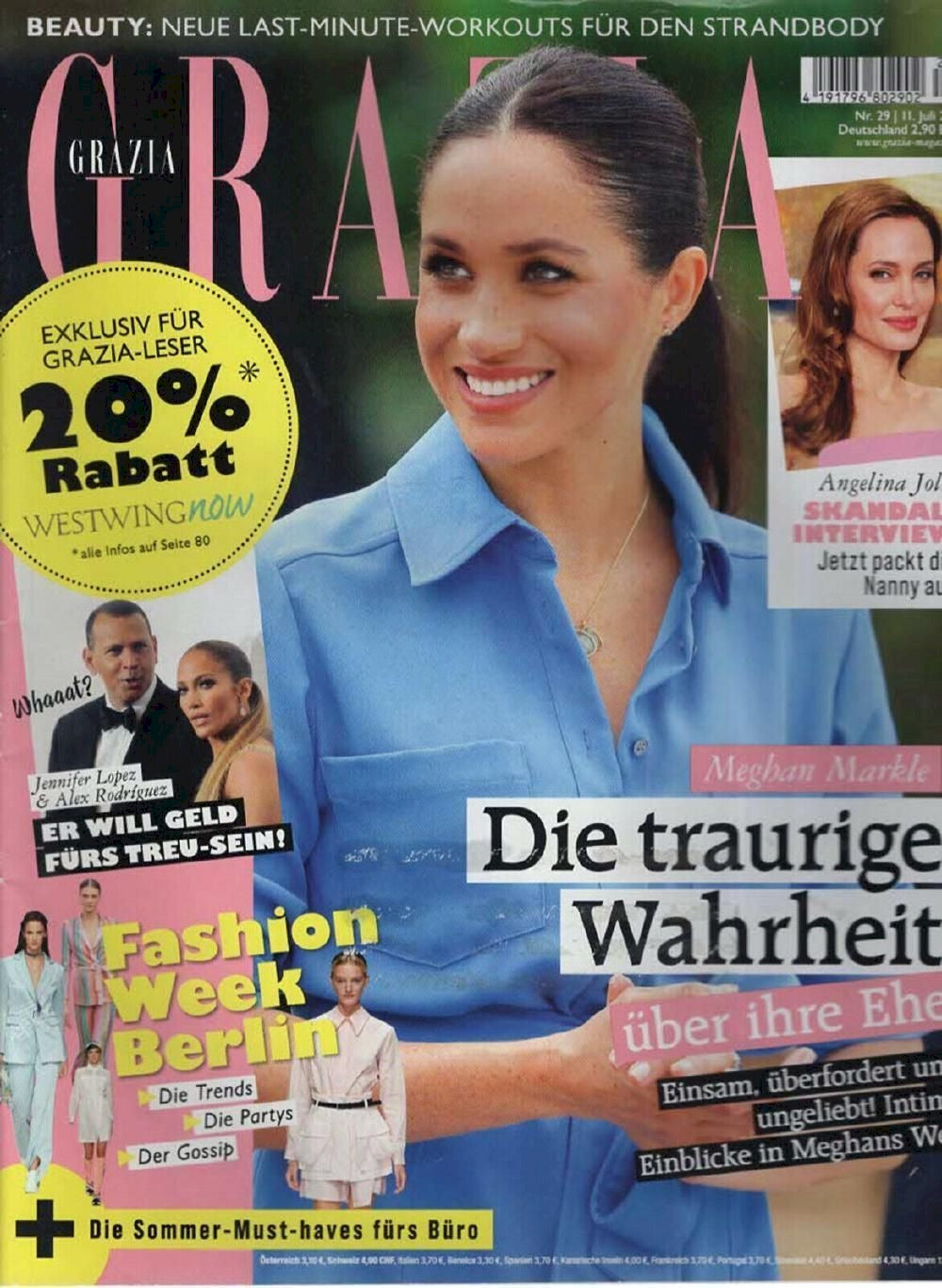 Grazia Magazin Deutschland 2019-39 Meghan Markle Angelina Jolie Jennifer Lopez