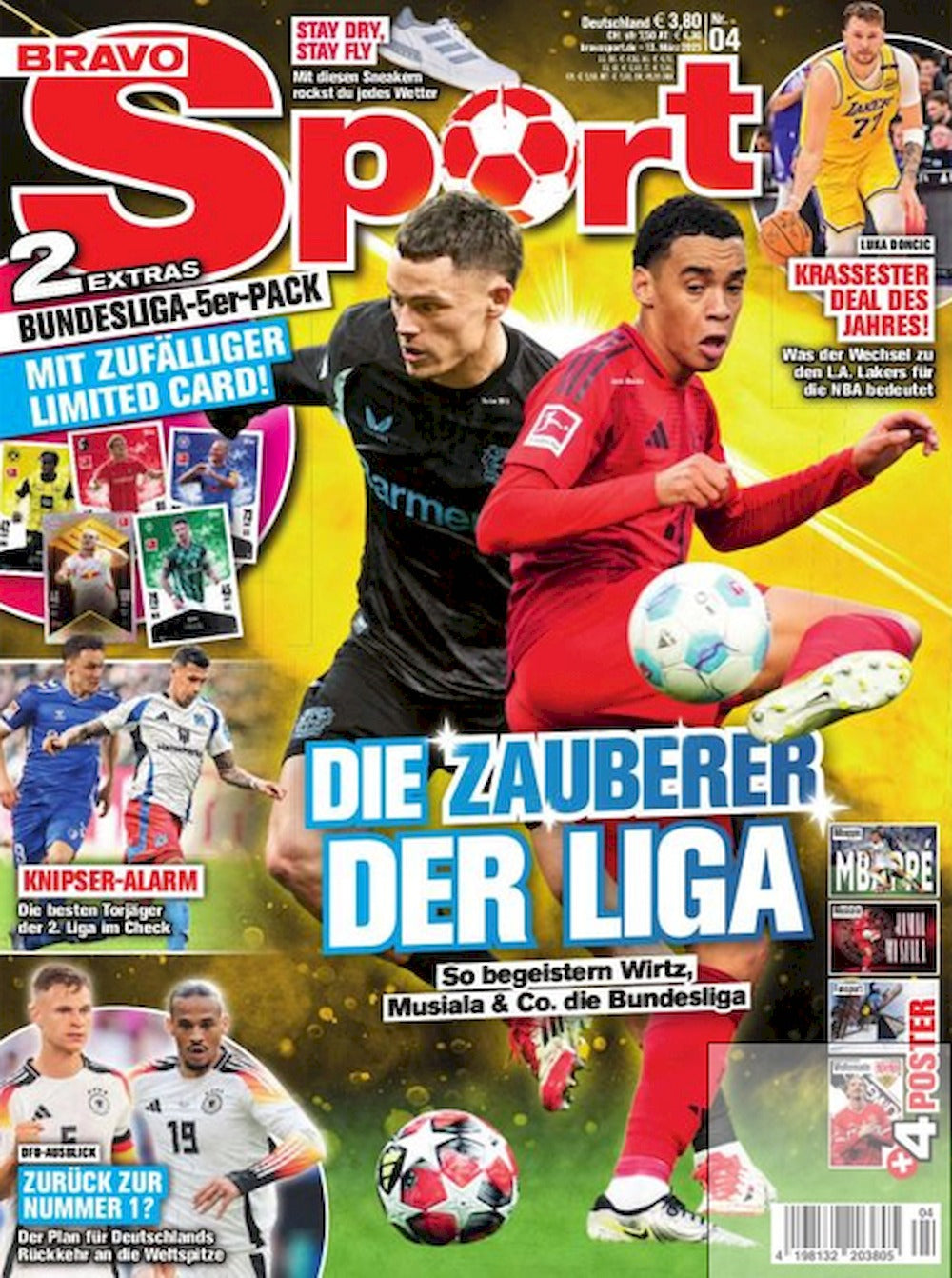 Bravo Sport Magazin Deutschland 2025-04 Jamal Musiala Florian Wirtz Mbappe + Poster
