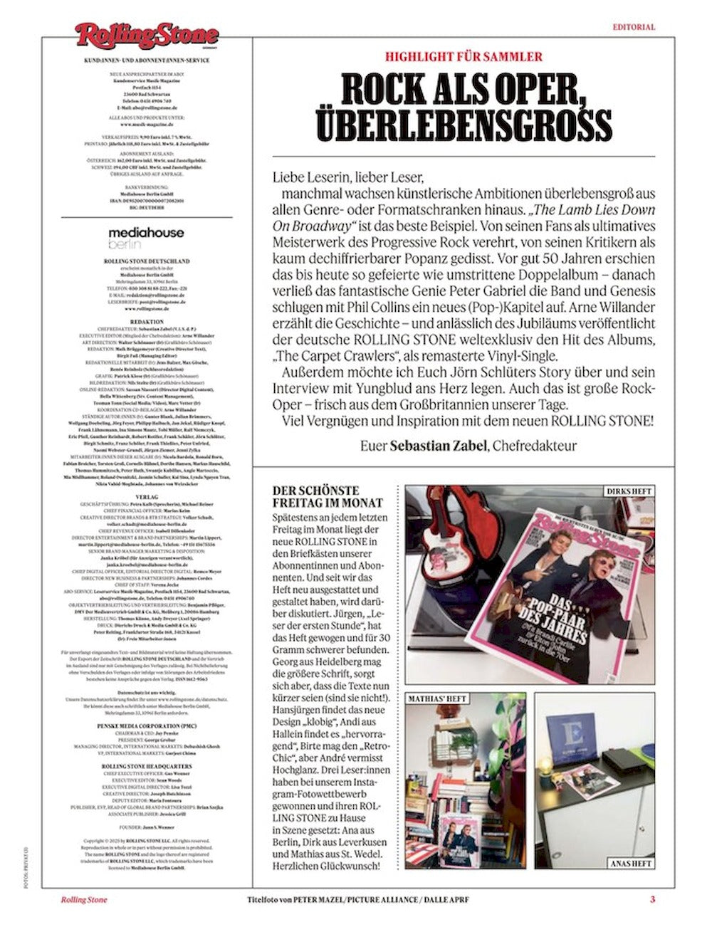 Rolling Stone Magazin Deutschland 2025-06 Genesis + Vinyl