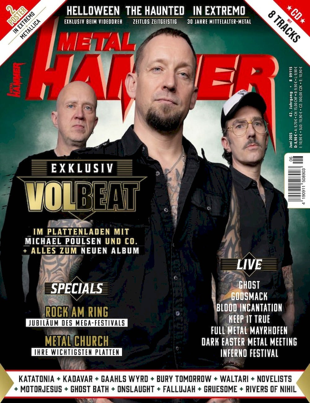 Metal Hammer Magazine Allemagne 2025-06 – Volbeat Metal Church Ghost Godsmack Michael Poulsen – Édition originale