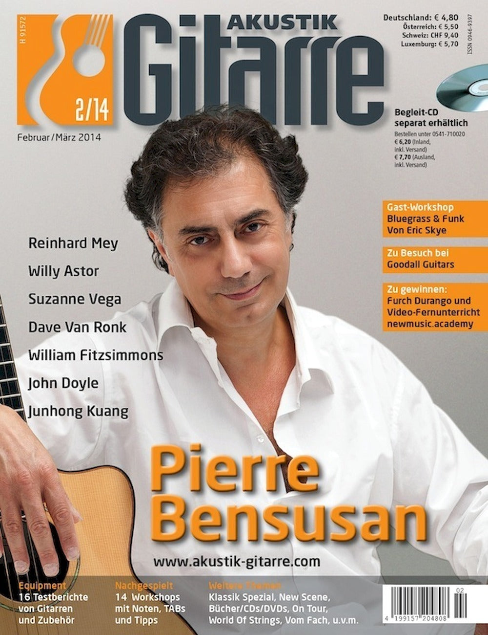 Akustik Gitarre Magazine Allemagne 2014-02 Pierre Bensusan Reinhard Mey Suzanne Vega