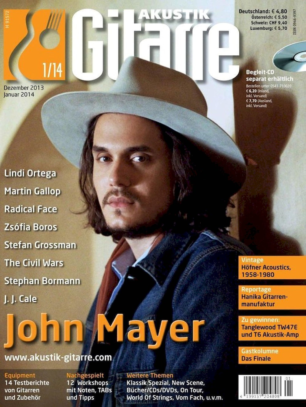 Akustik Gitarre Revista Alemania 2014-01 John Mayer Stefan Grossman Lindi Ortega