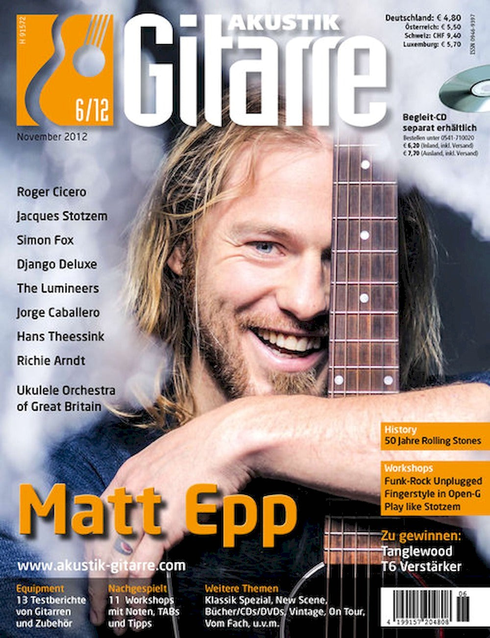 Akustik Gitarre Magazin Deutschland 2012-06 Matt Epp Roger Cicero Jacques Stotzem Simon Fox Jorge Caballero