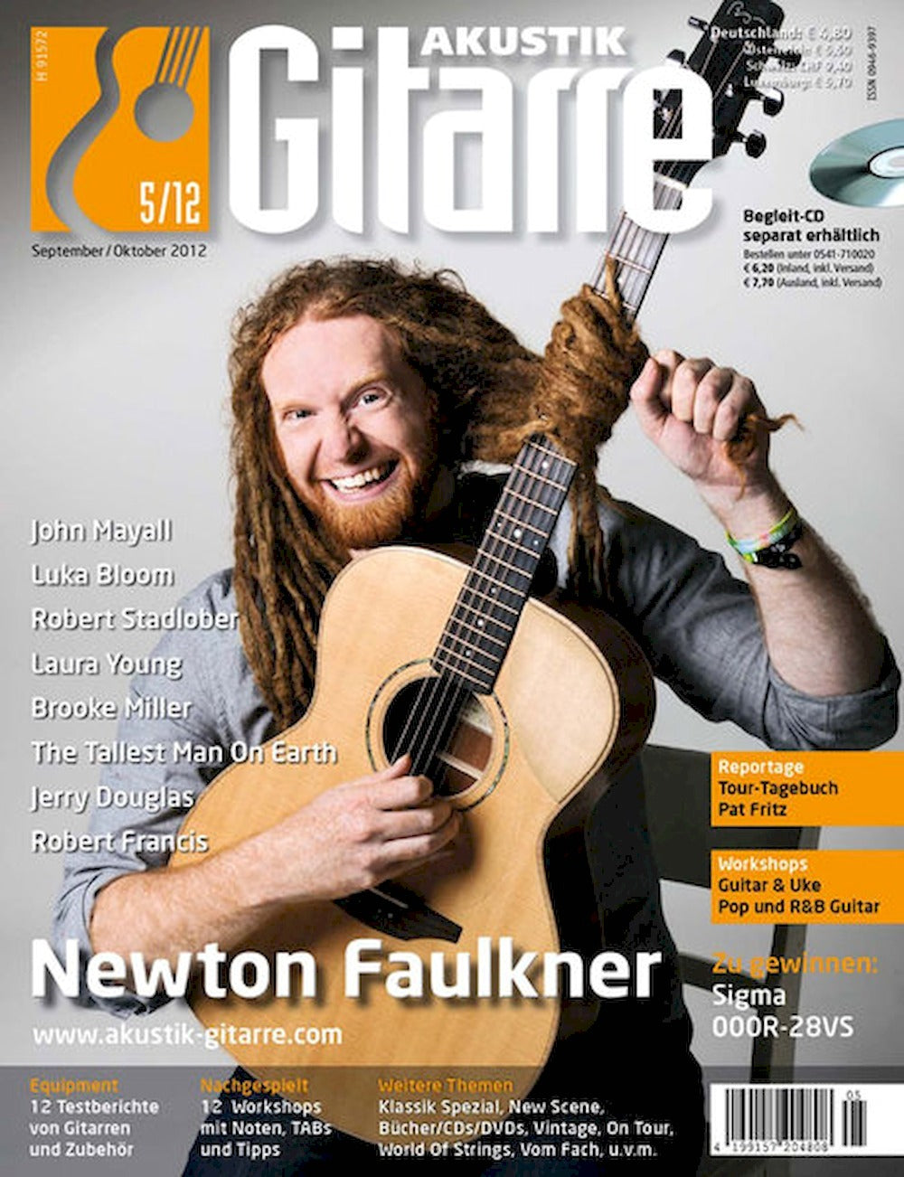 Akustik Gitarre Rivista Germania 2012-05 Newton Faulkner Robert Stadlober