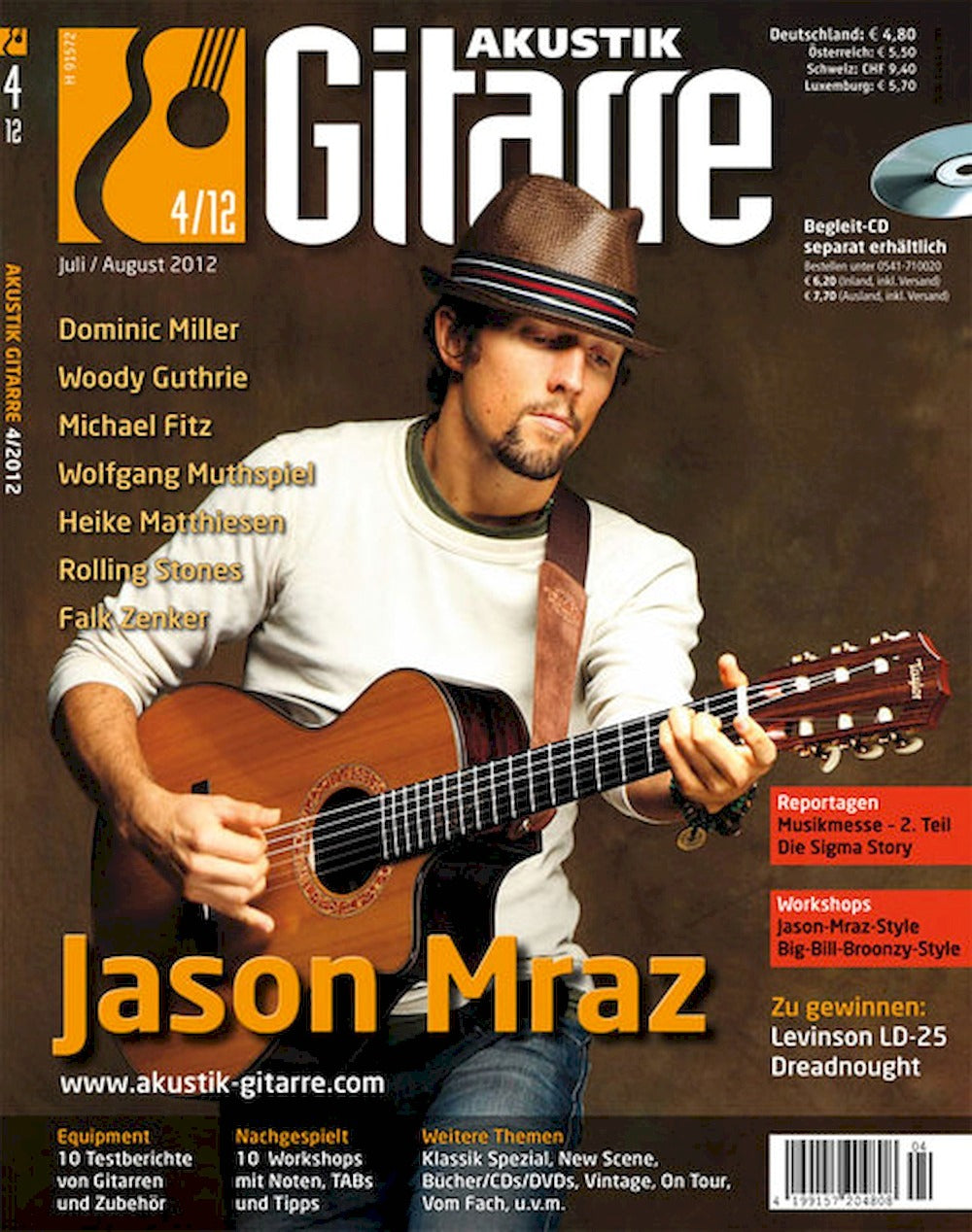 Akustik Gitarre Magasin Tyskland 2012-04 Jason Mraz Dominic Miller Woody Guthrie