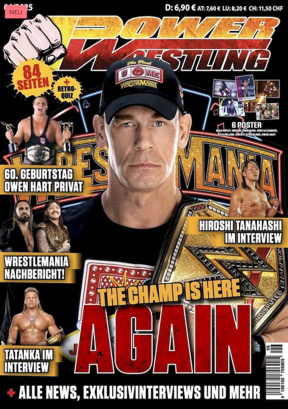 Power Wrestling Magazin Deutschland 2025-06 John Cena Tatanka Owen Hart + Poster