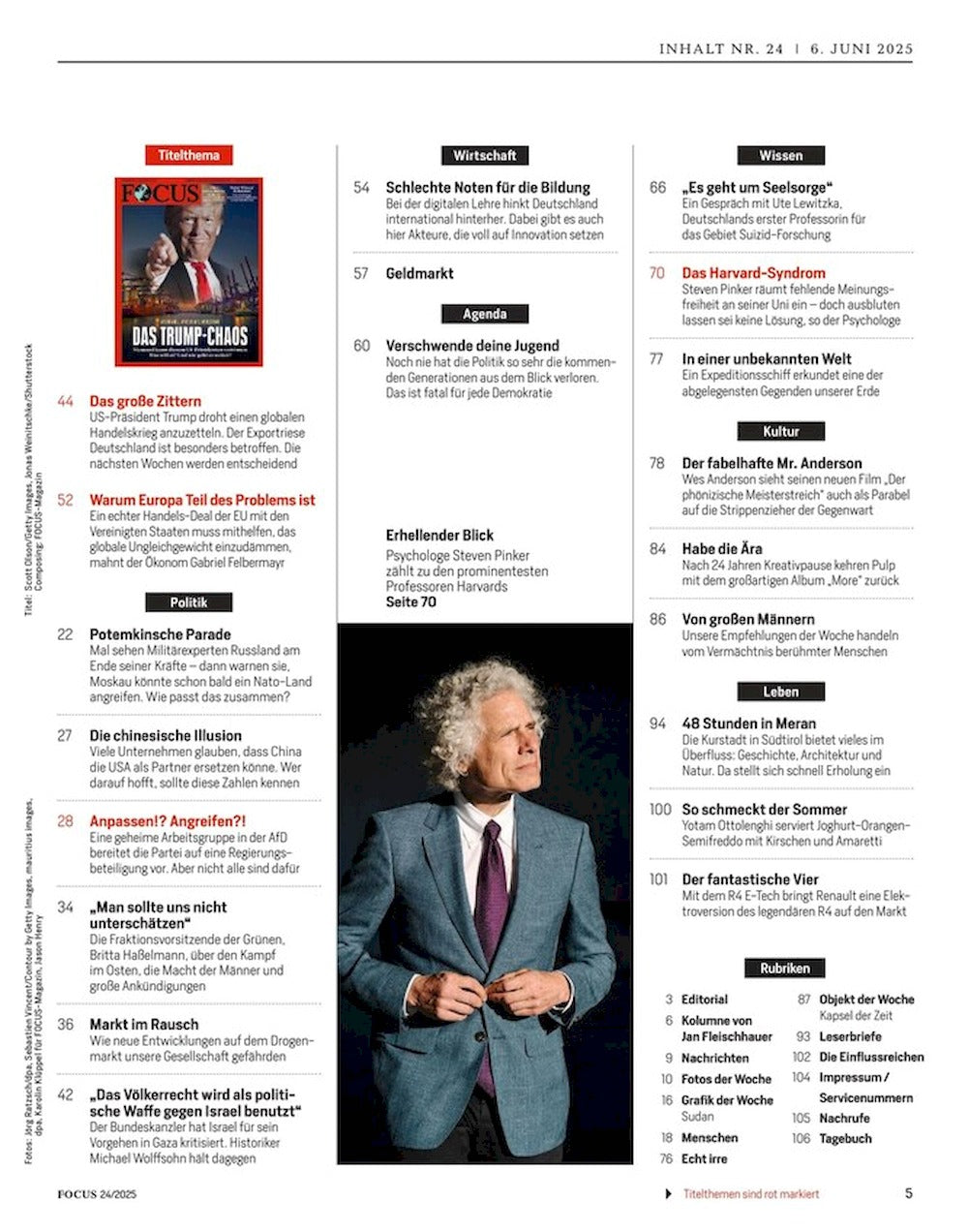Focus Magazin Deutschland 2025-24 Donald Trump Chaos