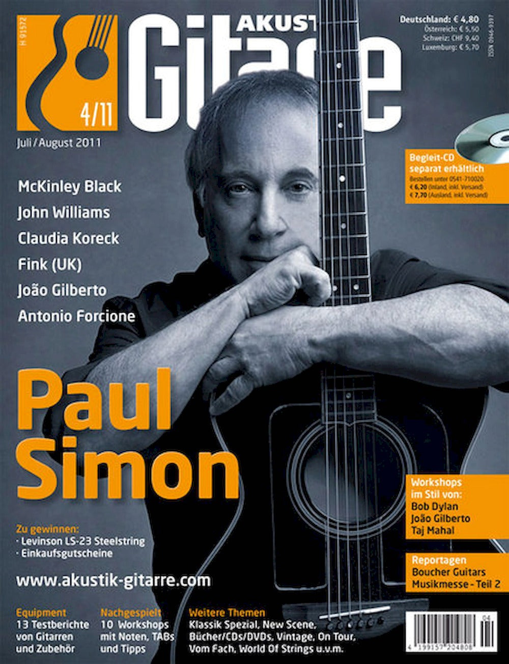 Akustik Gitarre Magazin Deutschland 2011-04 Paul Simon McKinley Black John Williams Claudia Koreck João Gilberto