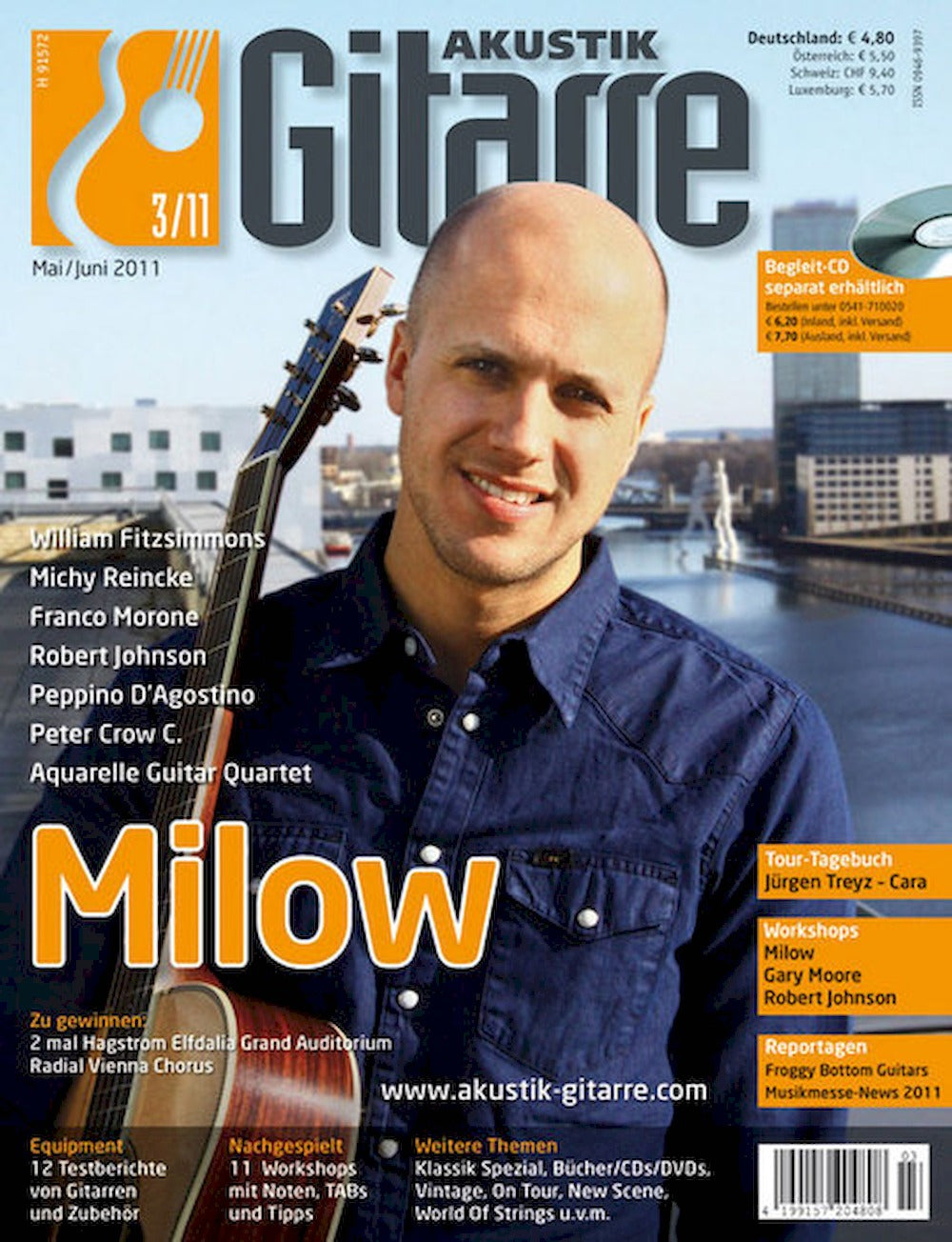 Akustik Gitarre Magazin Deutschland 2011-03 Milow William Fitzsimmons Michy Reincke Franco Morone Robert Johnson