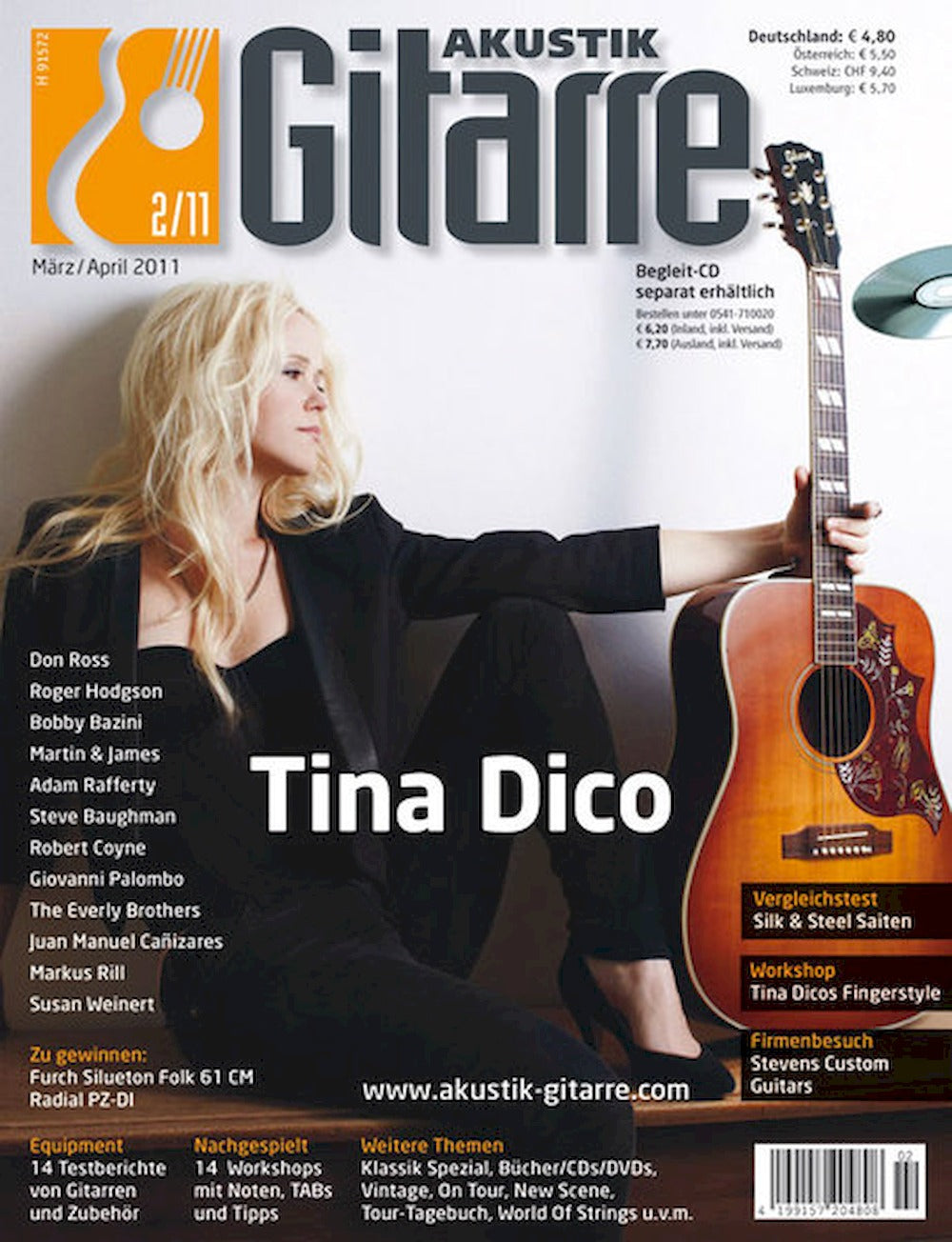 Akustik Gitarre Magazine Germany 2011-02 – Tina Dico Don Ross Roger Hodgson Bobby Bazini Adam Rafferty – Original Print Issue