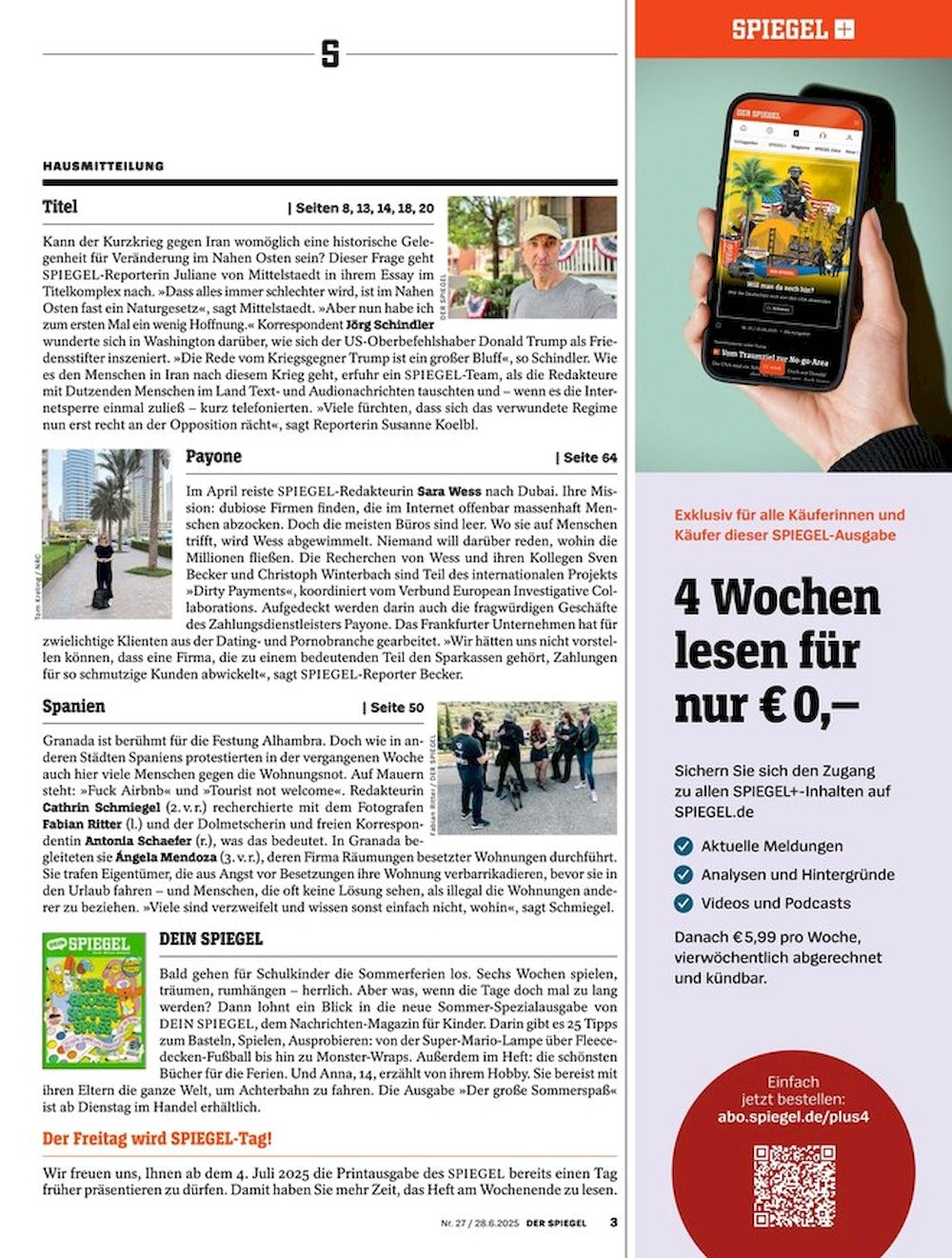 Der Spiegel Magazine Germany 2025-27 Donald Trump