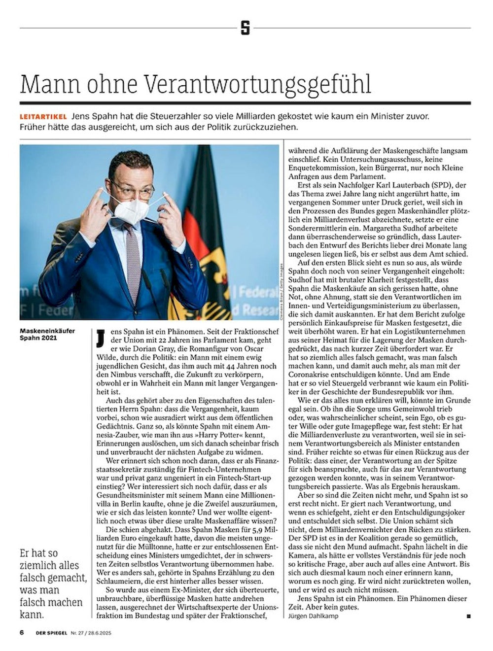 Der Spiegel Magazine Germany 2025-27 Donald Trump