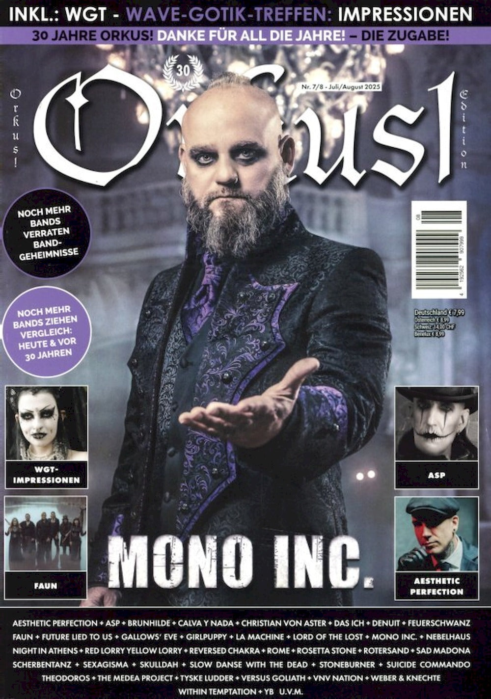 Orkus Revista Alemania 2025-07+08 Mono Inc ASP Faun Martin Engler Edición original