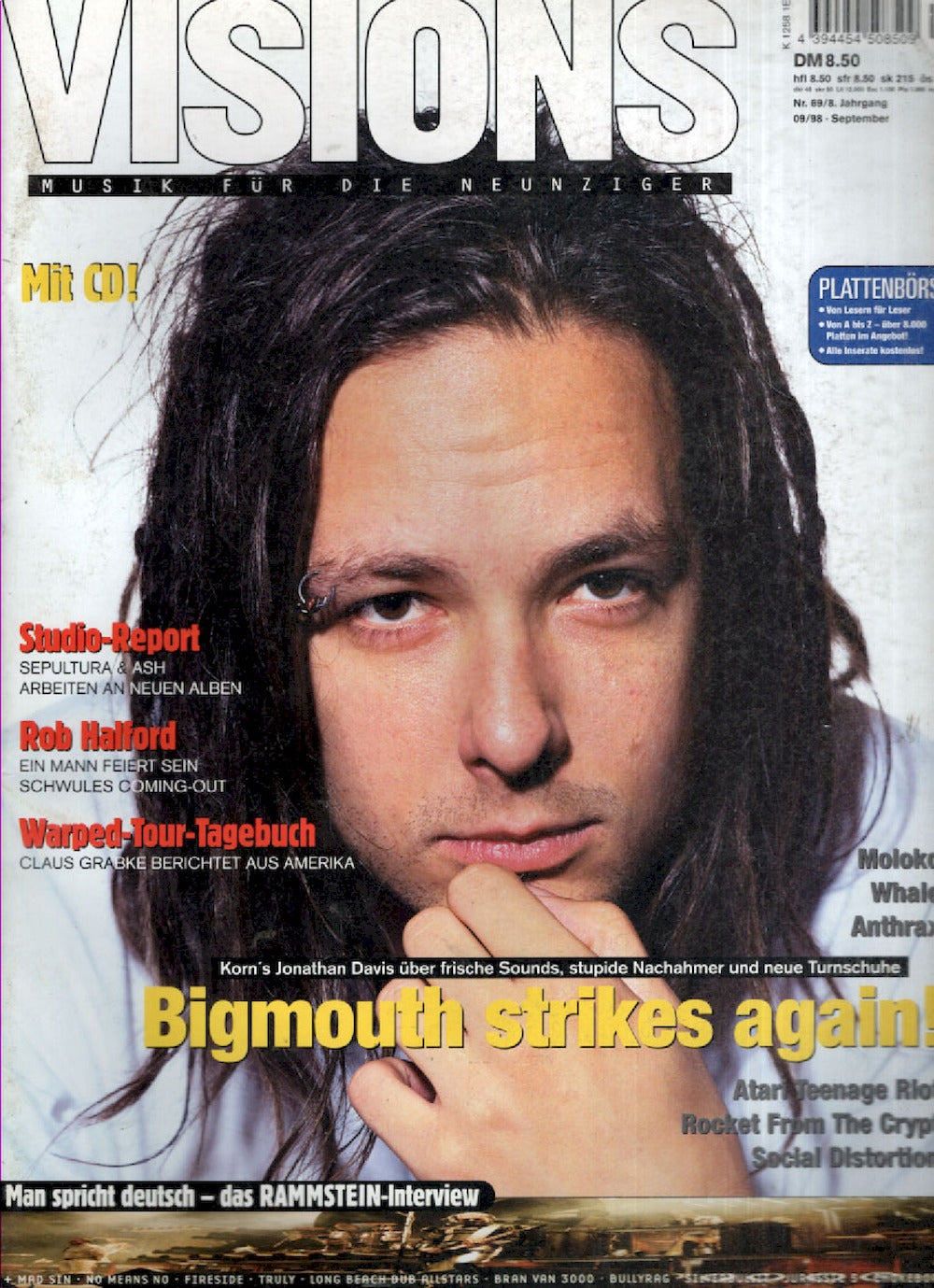 Visions Magazine Germany 1998-09 – Jonathan Davis Korn Moloko Whale – Original Print Issue