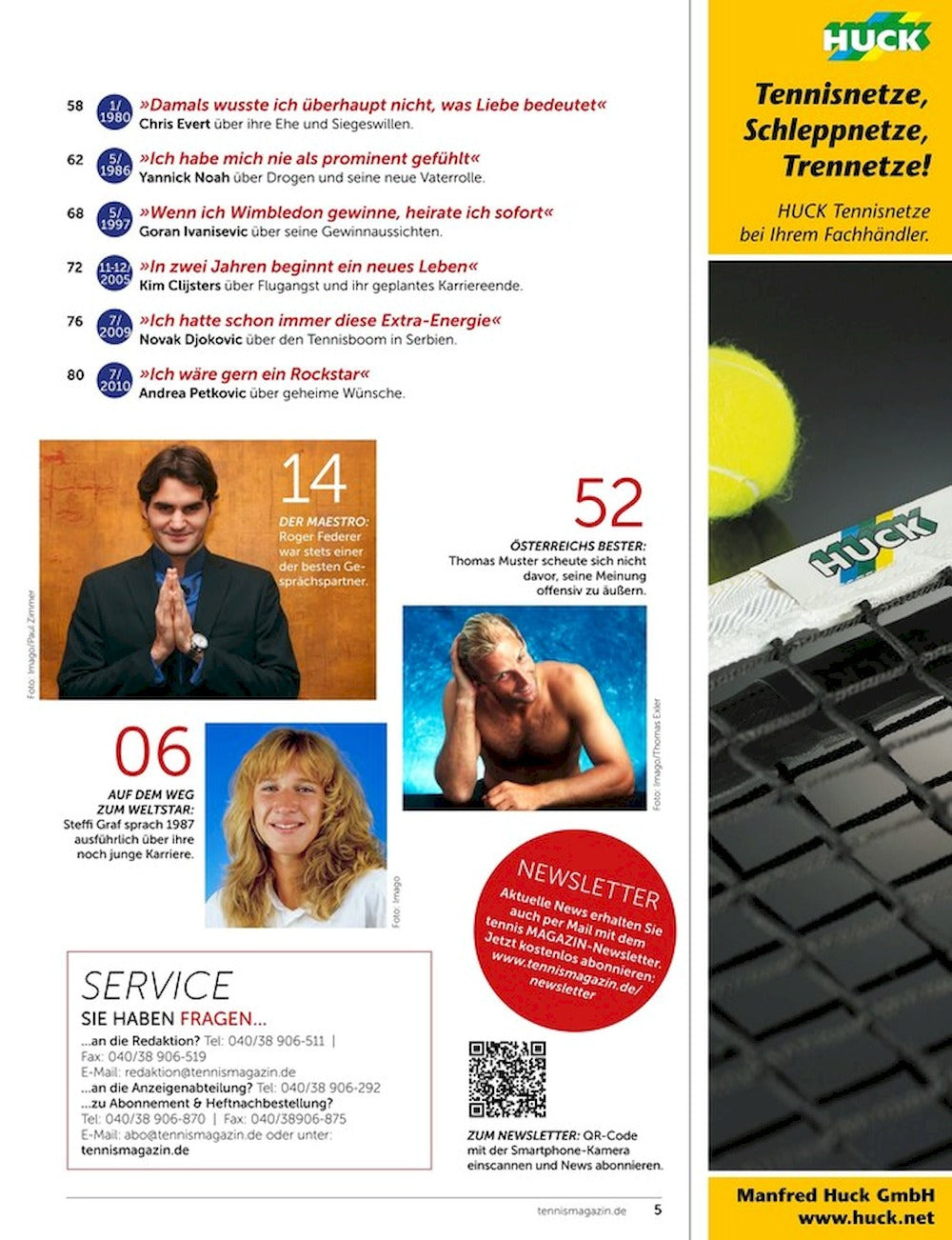 Tennis Magazine Allemagne 2025-08 Anna Kurnikowa Roger Federer Édition originale