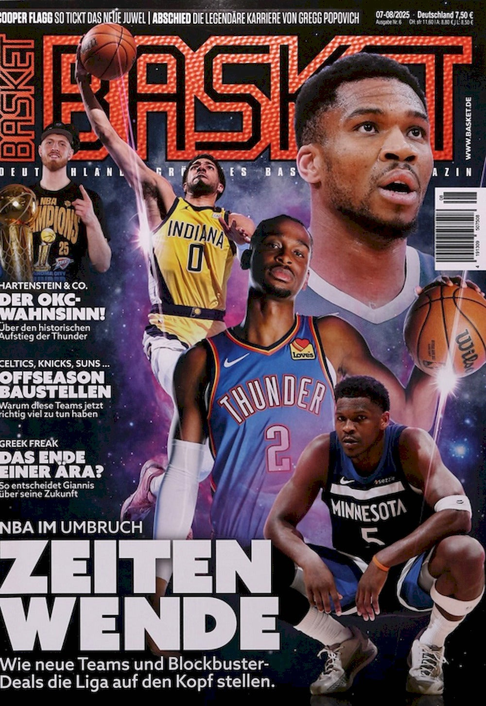 Basket Rivista Germania 2025-07 – Steph Curry LeBron James Cooper Flagg – Edizione originale