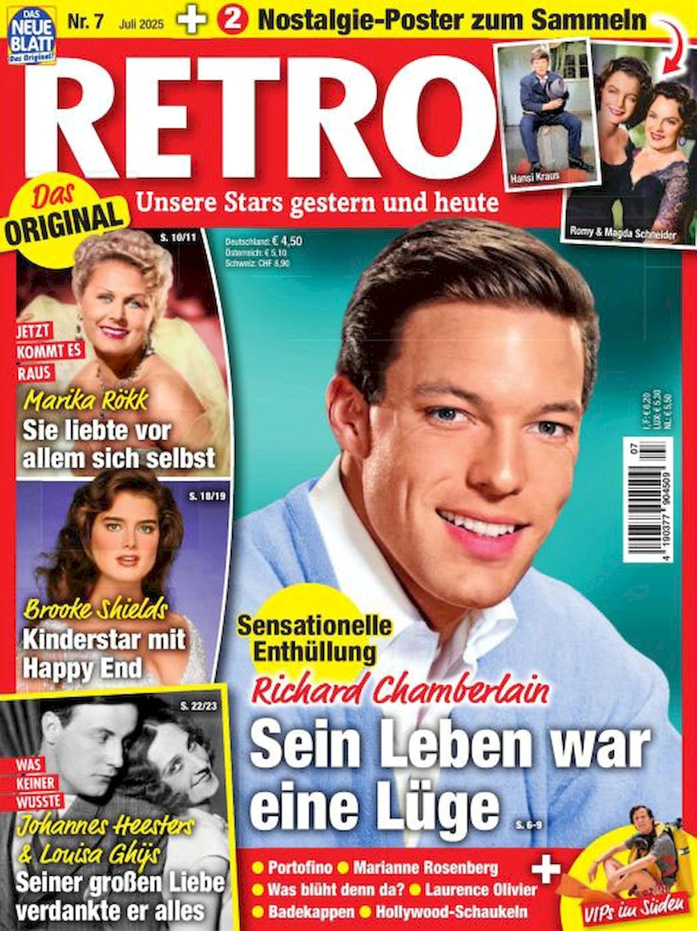 Retro Magazin Deutschland 2025-07 Richard Chamberlain Brooke Shields + Poster