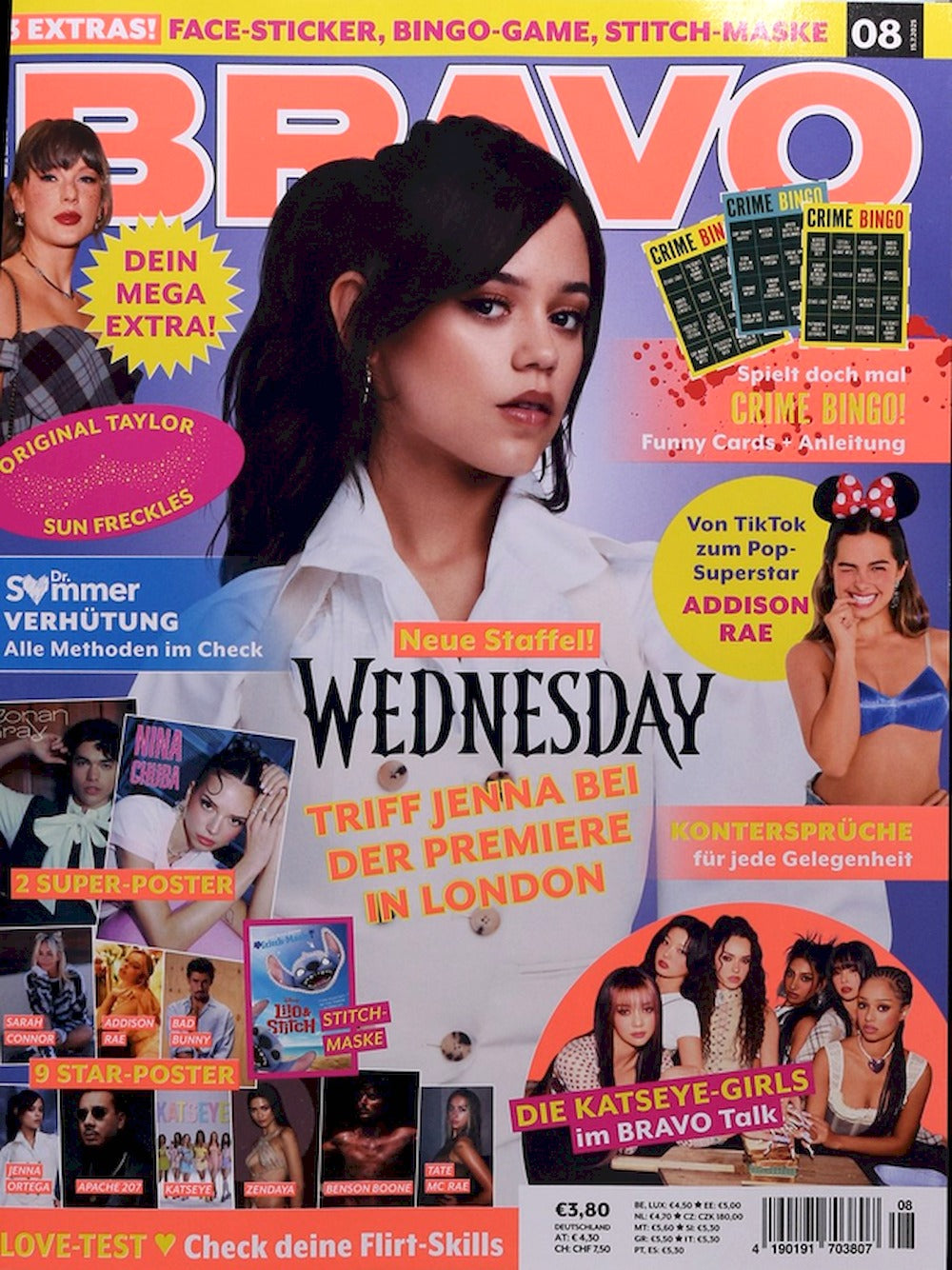 Bravo Magazin Deutschland 2025-08 Jenna Ortega Addison Rae Nina Chuba + Poster