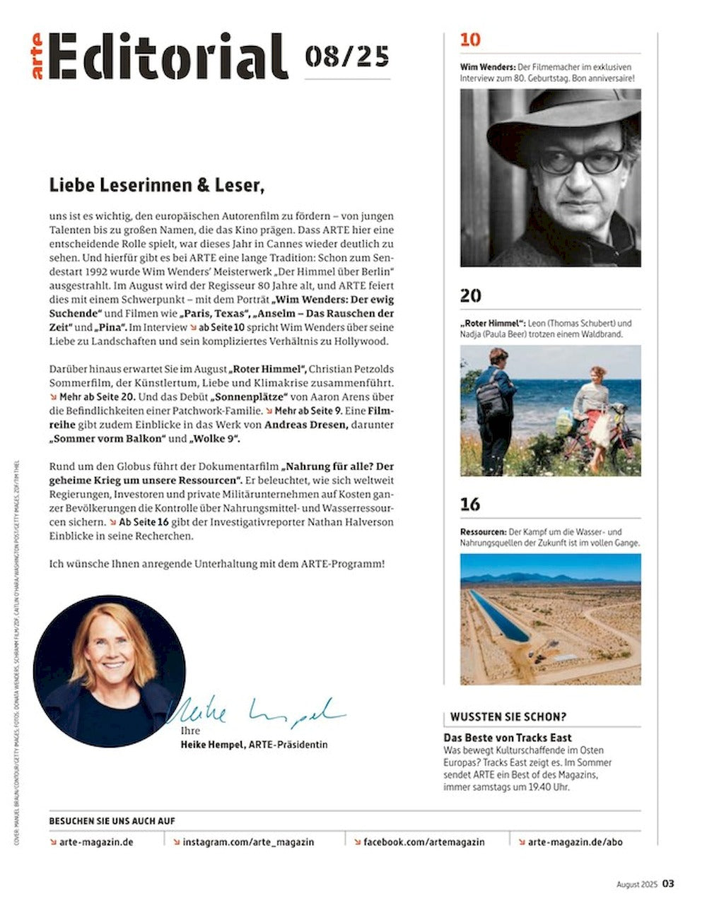 Arte Magazine Germany 2025-08 Wim Wenders
