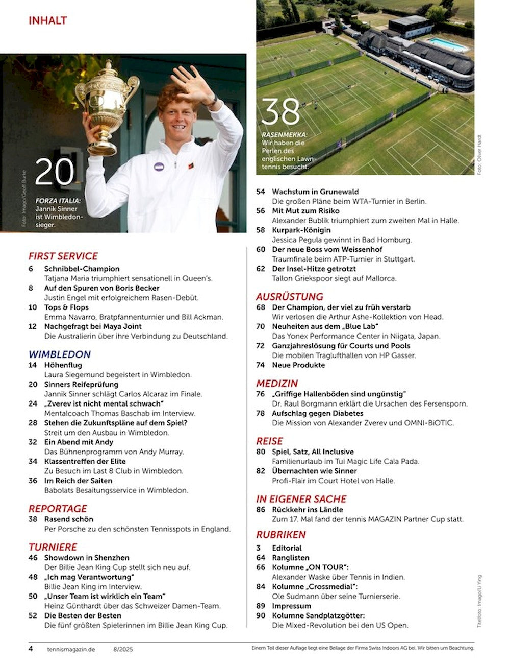 Tennis Tijdschrift Duitsland 2025-08 – Laura Siegemund – Originele uitgave