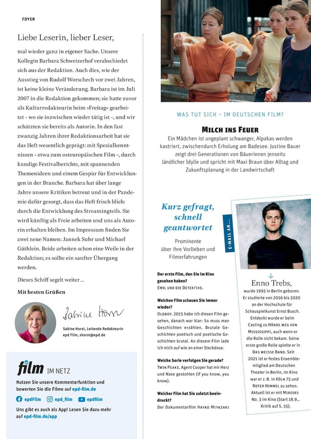 EPD Film Magazine Germany 2025-09 Lena Urzendowsky