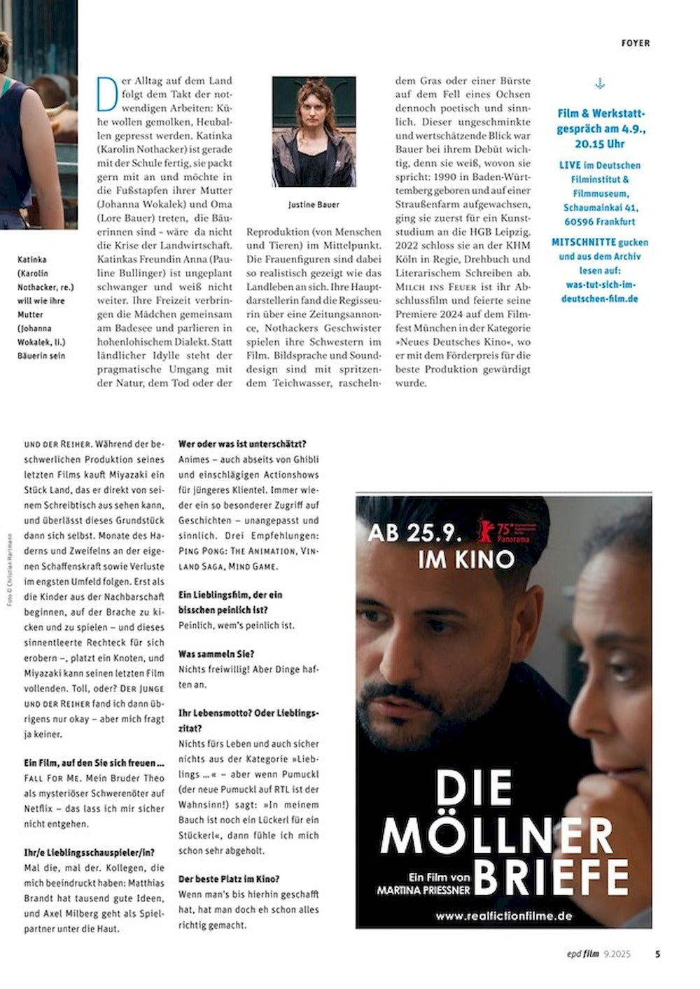 EPD Film Magazine Germany 2025-09 Lena Urzendowsky
