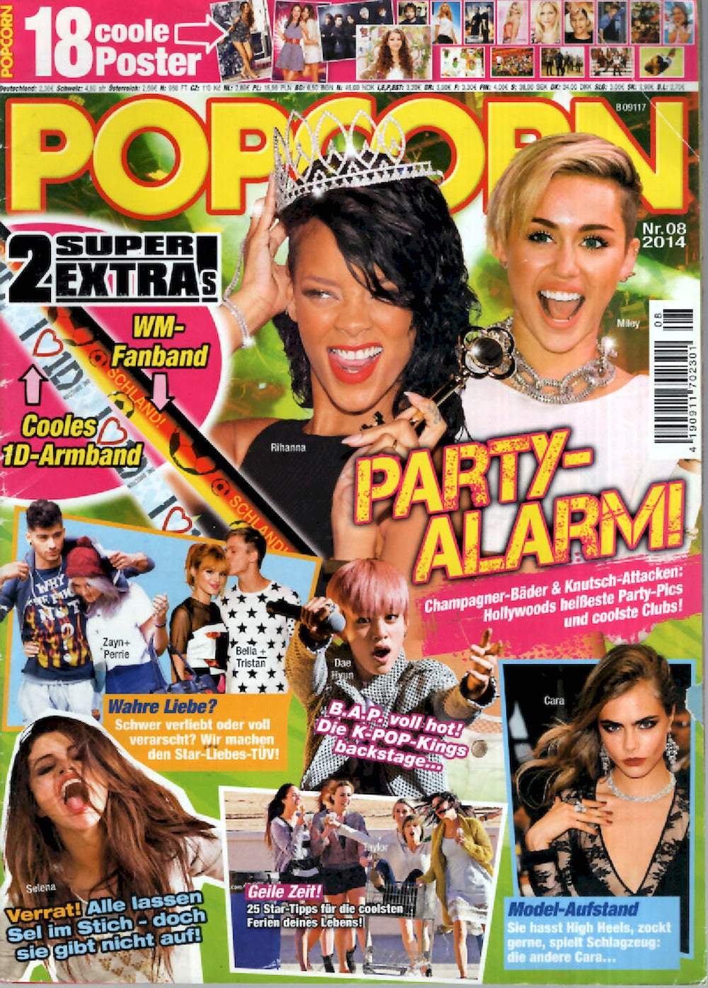 Popcorn Revista Alemania 2014-08 – Rihanna Miley Cyrus Selena Gomez – Edición original