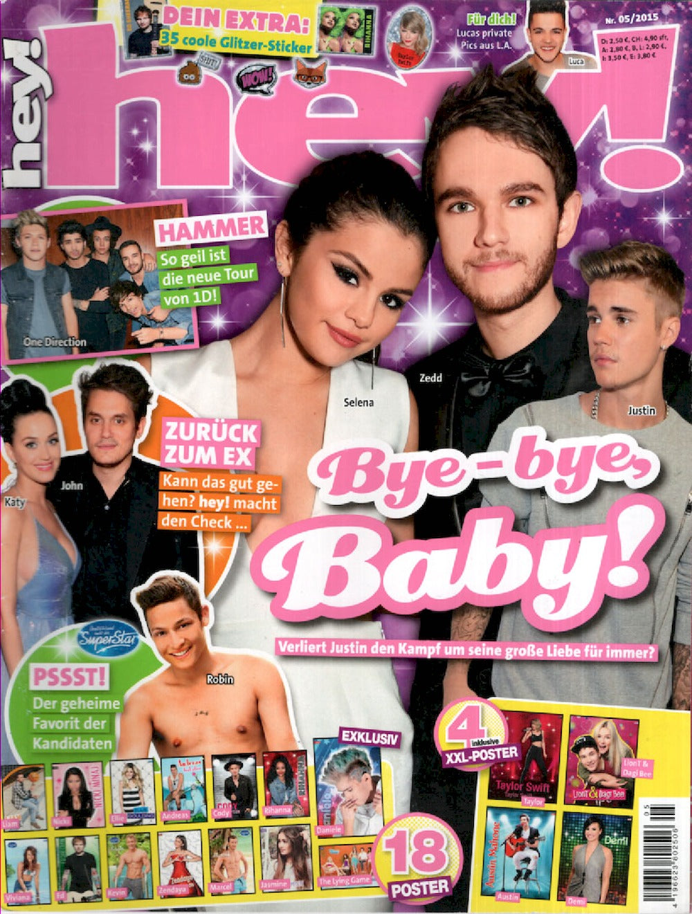 Hey Tijdschrift Duitsland 2015-05 Selena Gomez Zedd Justin Bieber