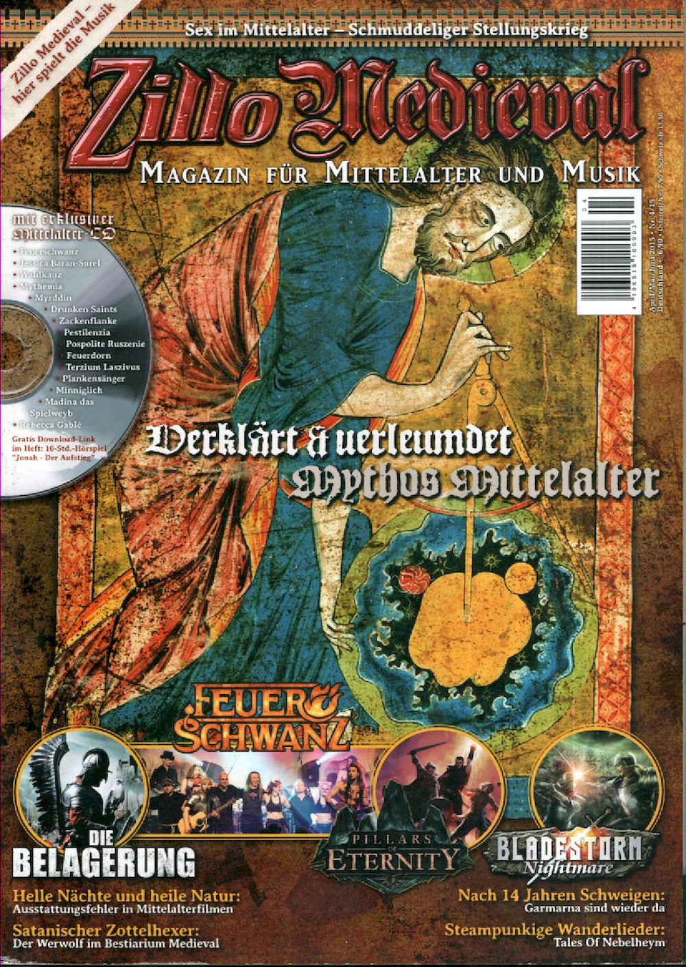 Zillo Medieval Magazin Deutschland 2015-04 Feuerschwanz Bladestorm Garmarna