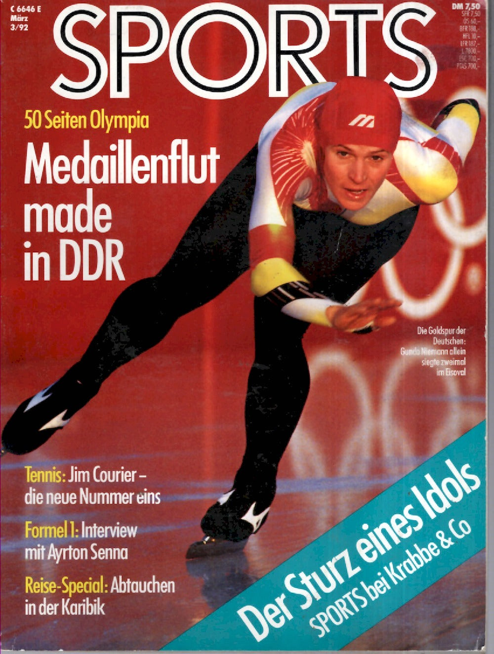 Sports Magazin Deutschland 1992-03 Gunda Niemann Ayrton Senna Jim Courier