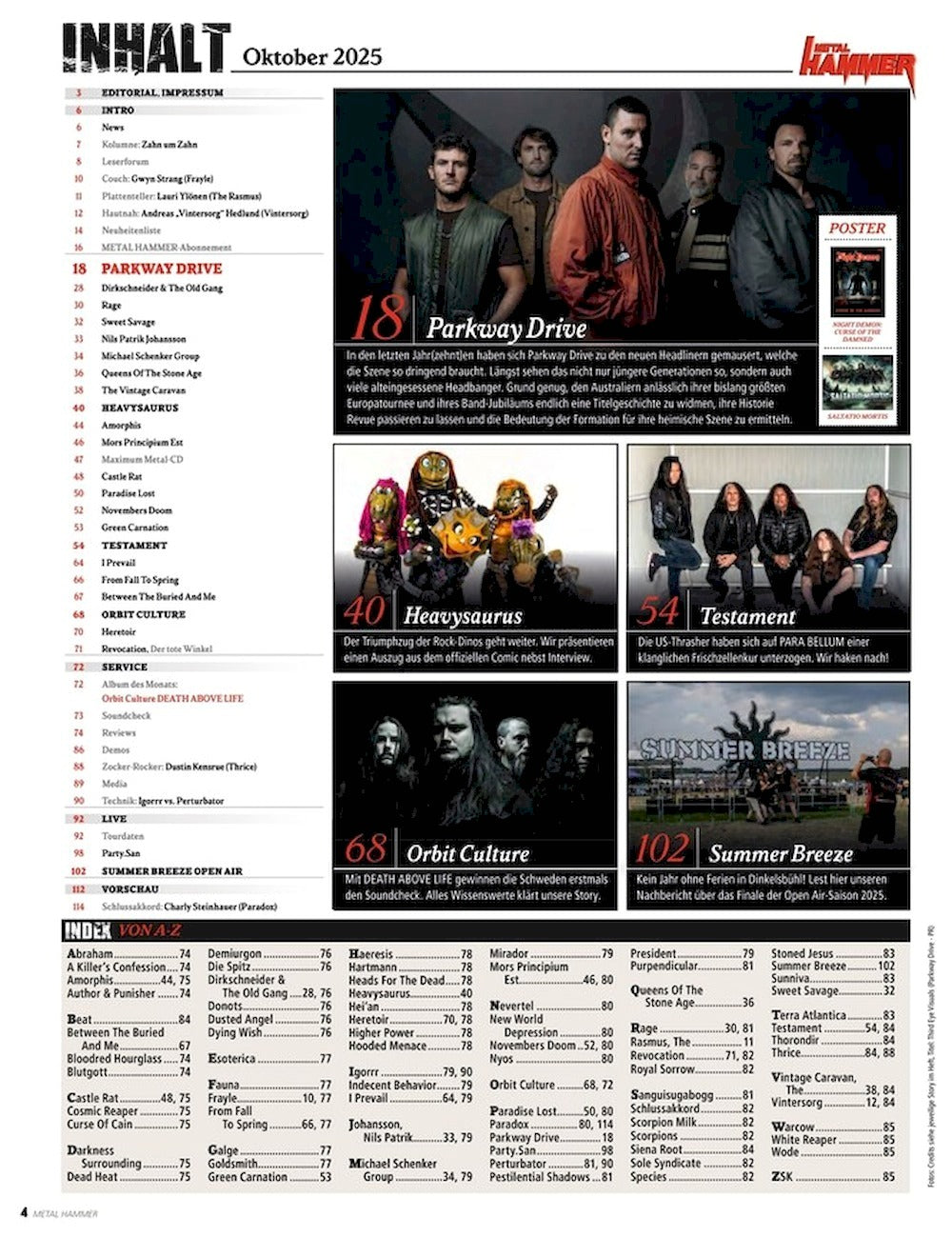 Metal Hammer Magazine Germany 2025-10 Parkway Drive Castle + Poster Night Demon + CD