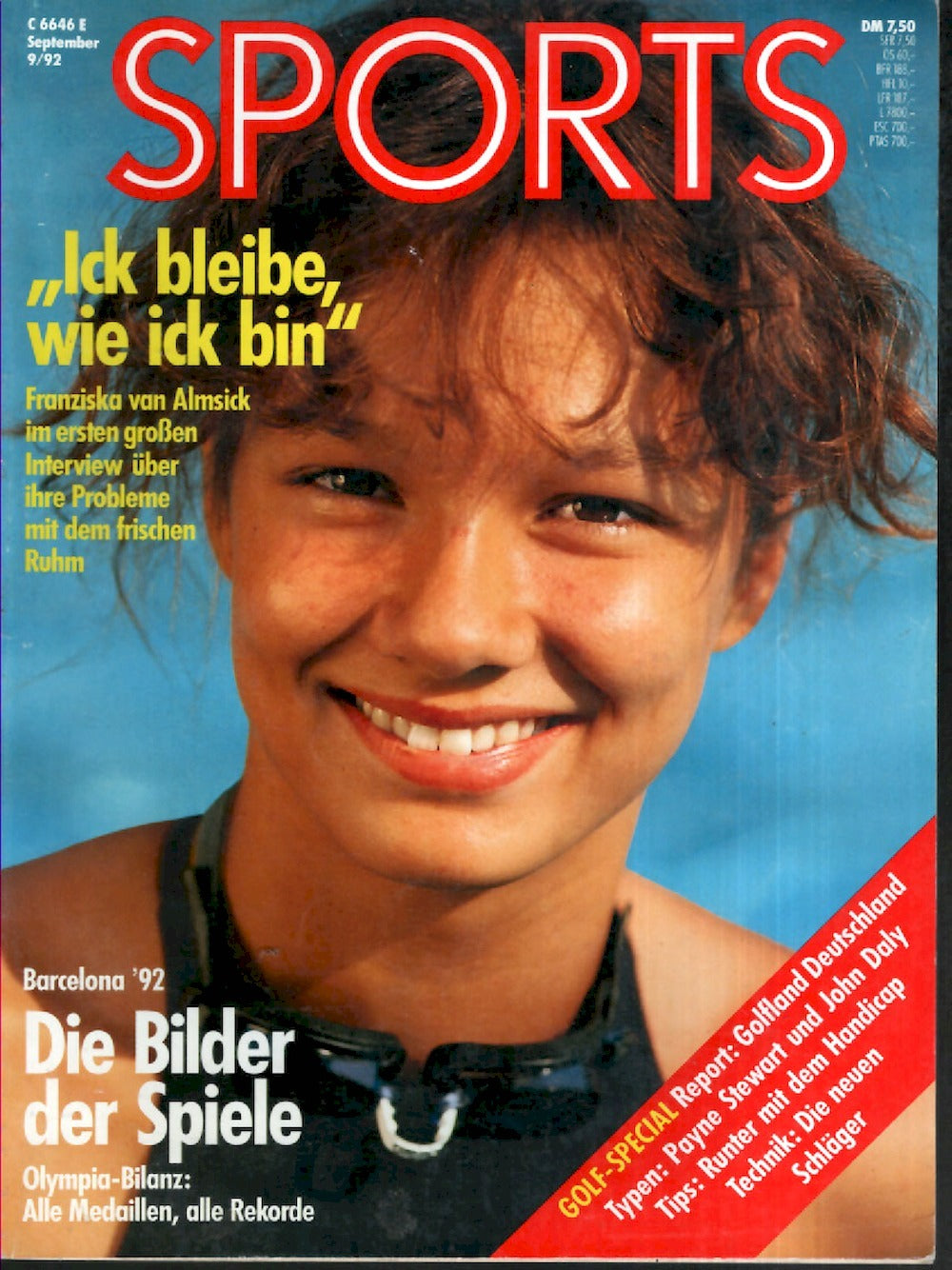 Sports Lehti Saksa 1992-09 – Franziska Van Almsick – Alkuperäinen painos