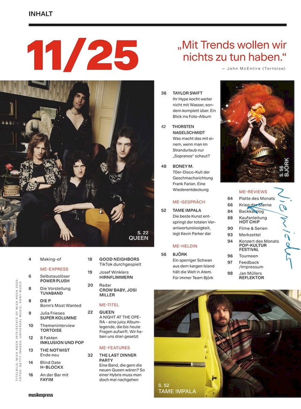 Musikexpress Magazin Deutschland 2025-11 Queen Tame Impala Björk
