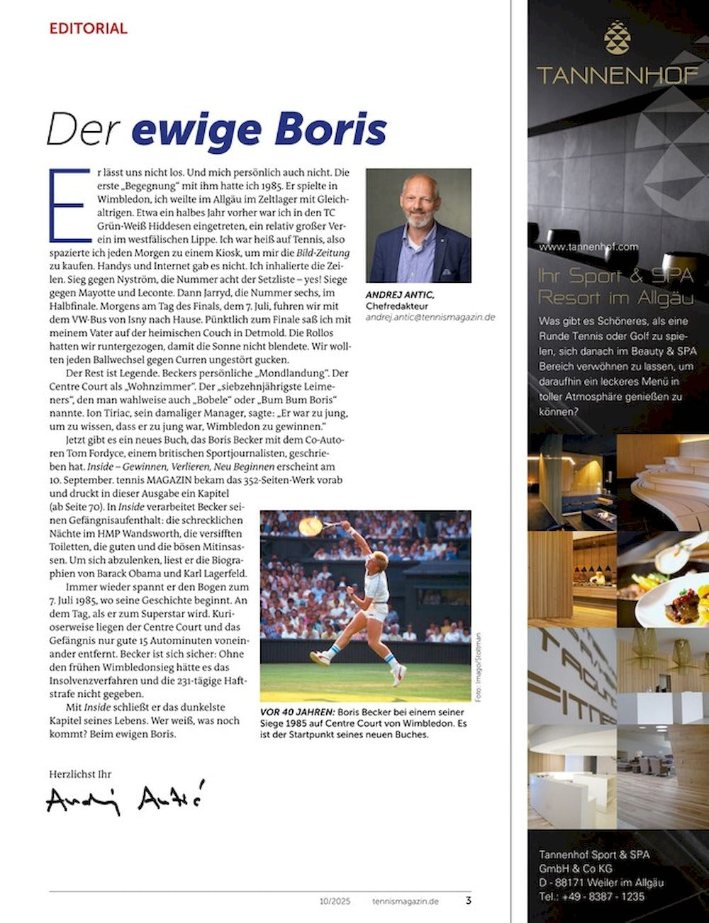 Tennis Magazin Deutschland 2025-10 Boris Becker