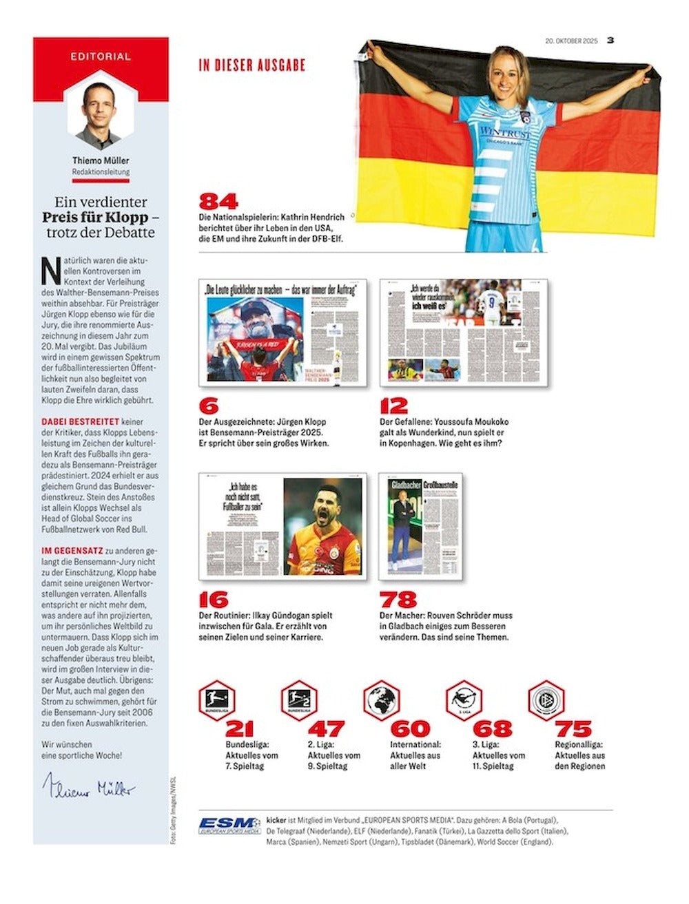 Kicker Magazin Deutschland 2025-086 Jürgen Klopp
