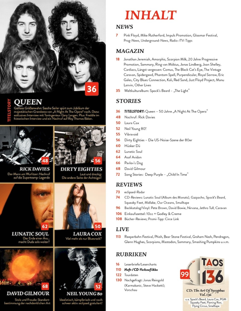 Eclipsed Magazin Deutschland 2025-11 Queen David Gilmour Neil Young #275