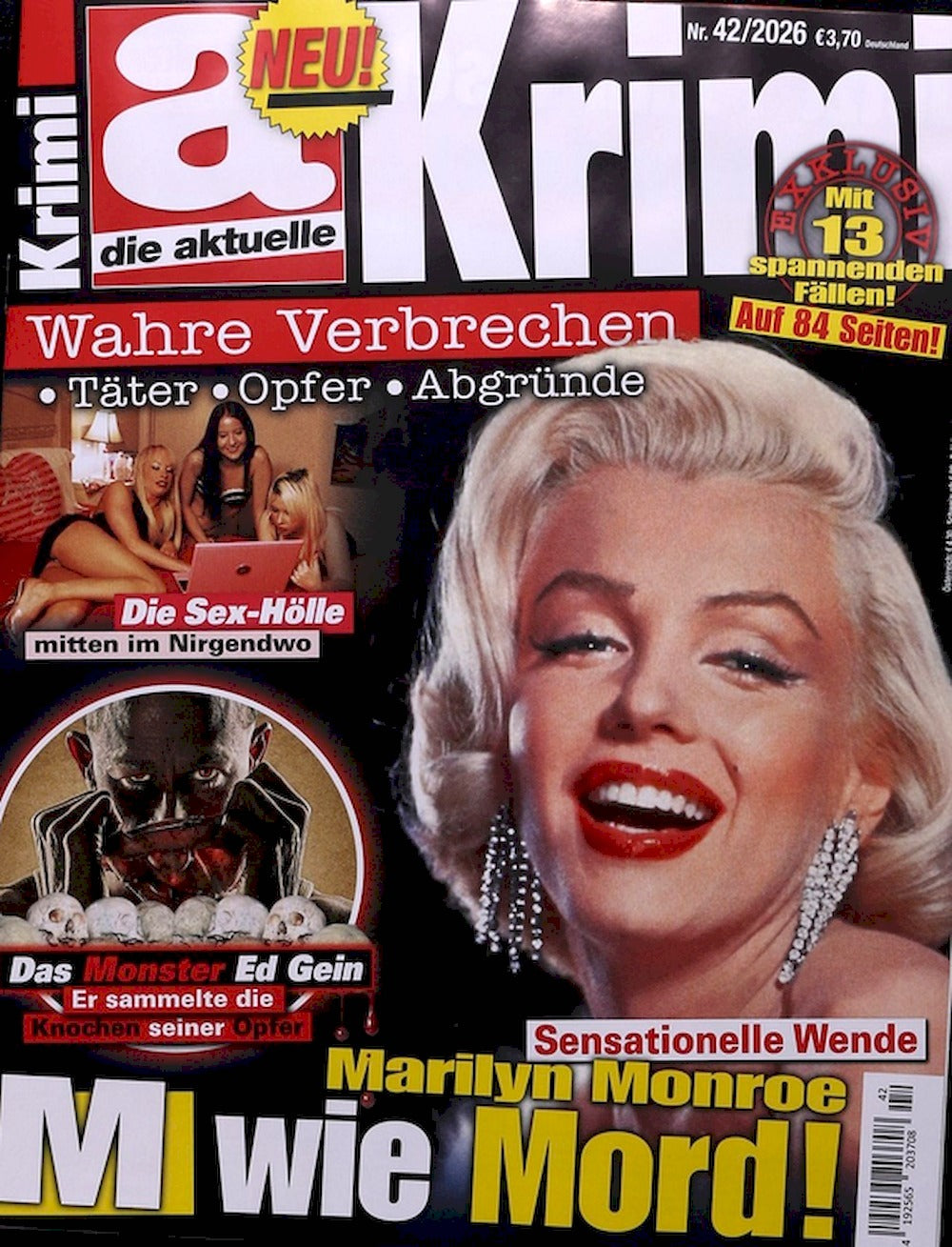 Die Aktuelle Krimi Magazin Deutschland 2025 #42 Marilyn Monroe Ed Gain Ed Gein