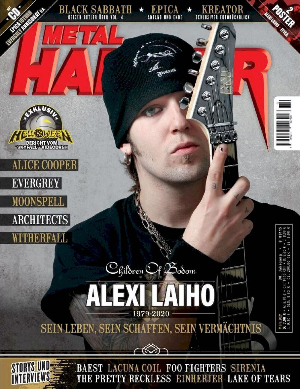 Metal Hammer Lehti Saksa 2021-03 Alexi Laiho + Poster Laiho Epica