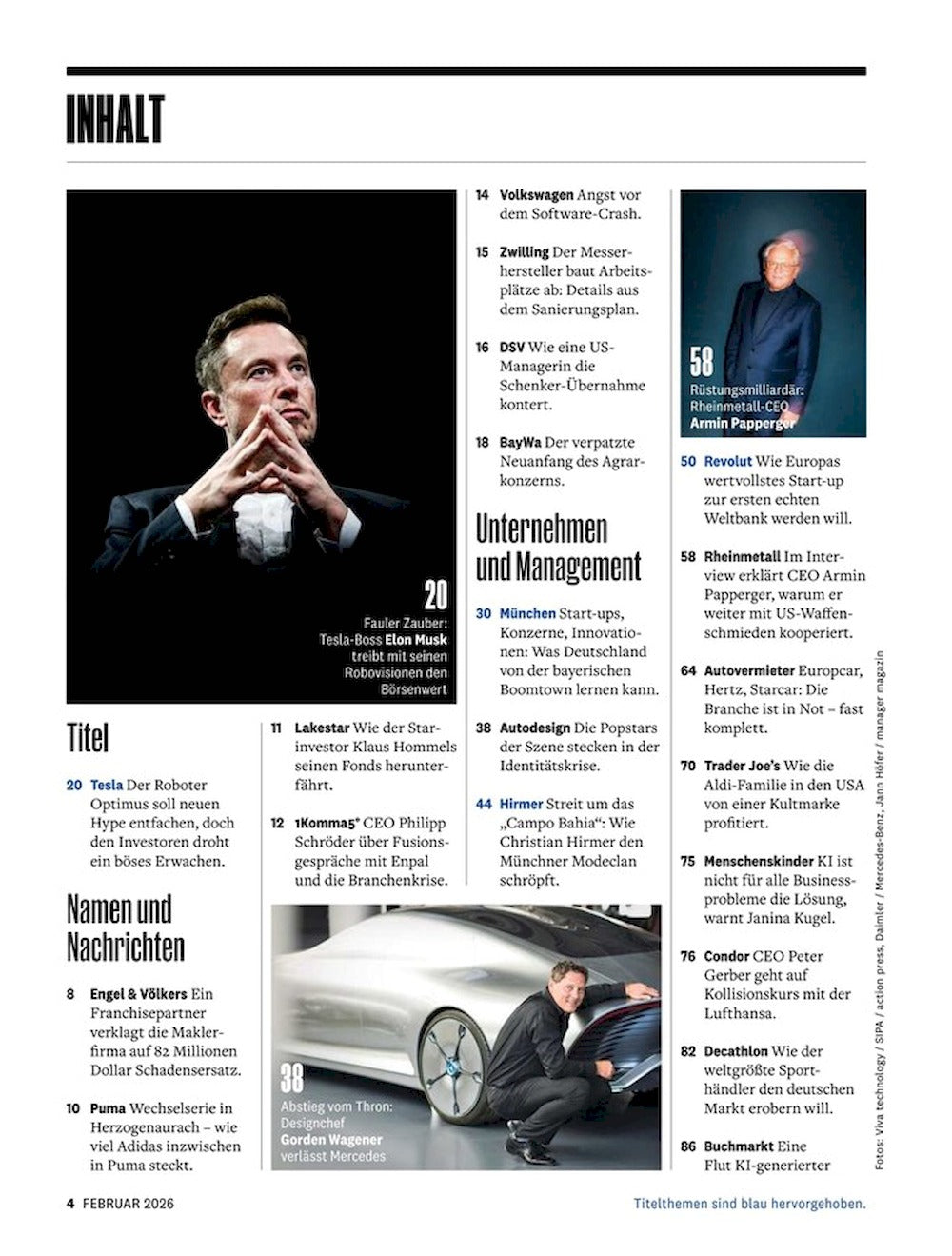 Manager Magazin Deutschland 2026-02 Elon Musk
