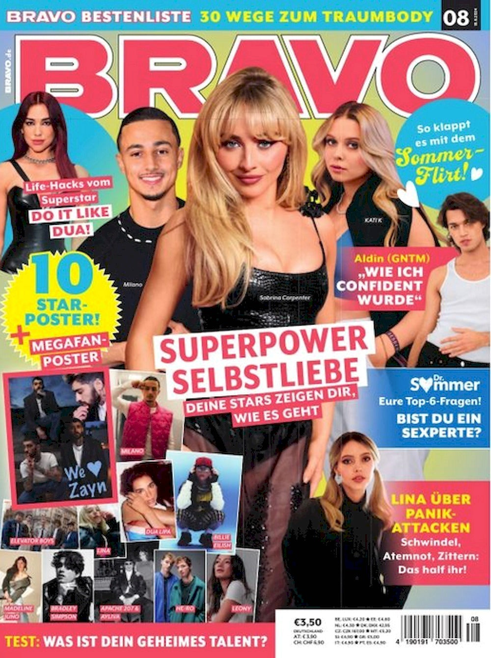 Bravo Magazin Deutschland 2024-08 Sabrina Carpenter Dua Lipa Billie Eilish + Poster