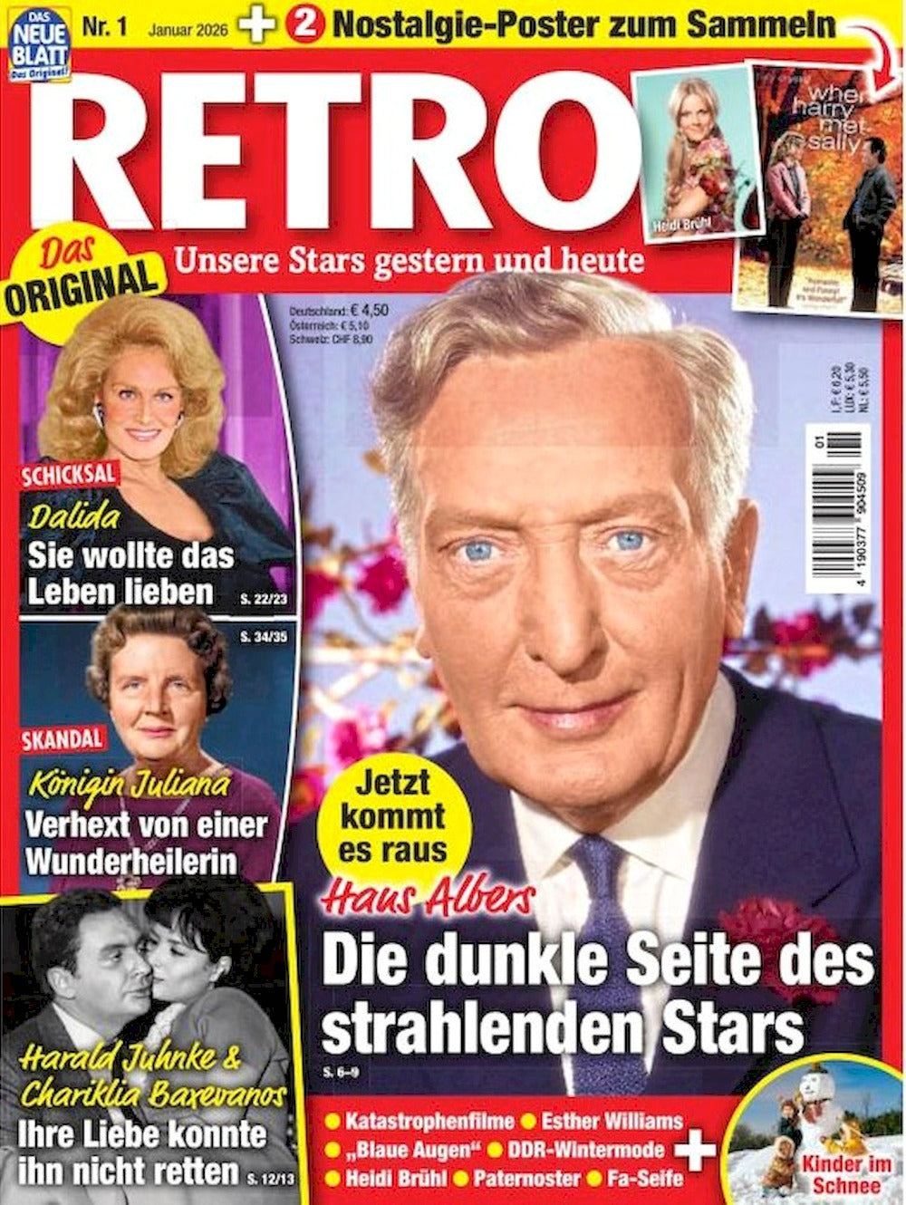 Retro Magazine Germany 2026-01 Hans Albers Meg Ryan Billy Crystal Original Print Issue + Poster