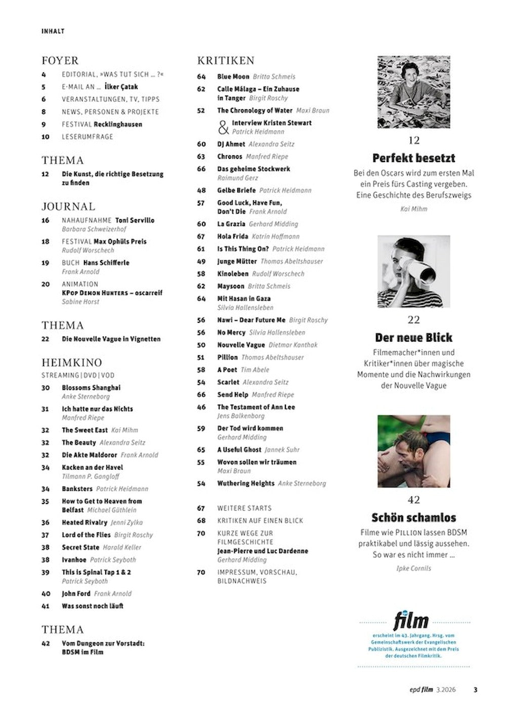 EPD Film Magazin Deutschland 2026-03 Zoey Deutch Aubry Dullin