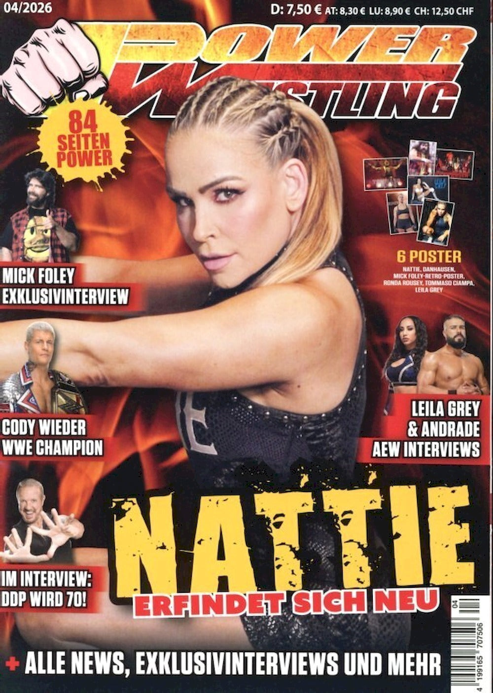 Power Wrestling Magazin Deutschland 2026-04 Nattie Natalya Neidhart Mick Foley + Poster