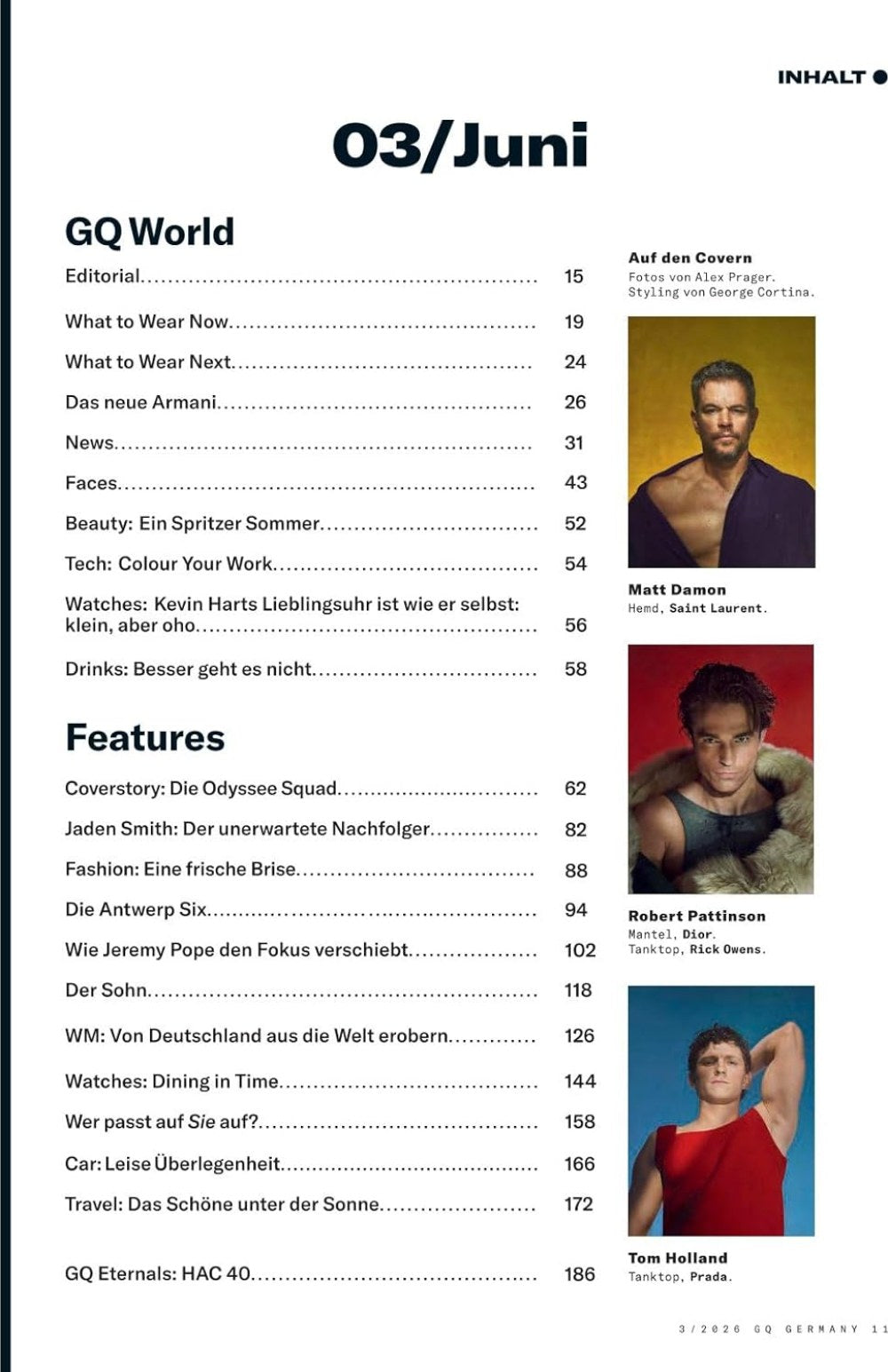 GQ Magazin Deutschland 2026-03 Matt Damon Tom Holland Robert Pattinson Jeremy Pope