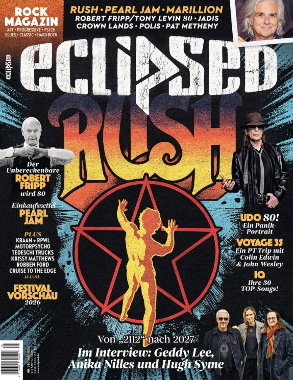 Eclipsed Magazin Deutschland 2026-05 Rush Robert Fripp Tony Levin Pat Metheny Udo Dirkschneider